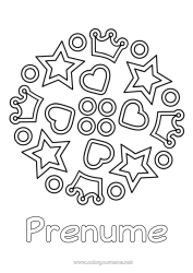 Pagină de colorat personalizată Inimă Mandala Coroană Epifania Desene de colorat ușoare