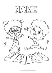 Colouring to customise Girl Boy Child Music Music Day Piano Musical Instruments Notebook Cover