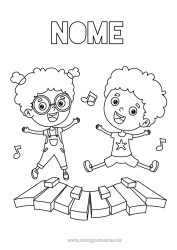 Disegno gratuito Ragazza Ragazzo Bambino Musica Festa della musica Pianoforte Strumenti musicali Copertine di Quaderno