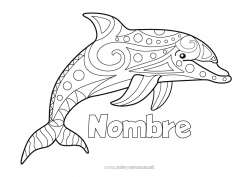 Colorear gratis Mandala Animales Delfín Dibujos fáciles para colorear Animales marinos o acuáticos