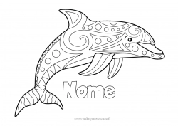 Desenho para personalizar Mandala Golfinho Desenhos para colorir fáceis Animais marinhos ou aquáticos