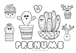 Pagină de colorat personalizată Drăguț Drăguț Cactus