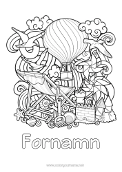 Gratis färgläggning Mandala Sommar Luftballong Symboler Snäckor Komplexa målarbilder Marina djur eller vattenlevande djur Fåglar och flygande däggdjur Sandcastle Solstol Luftfartyg Mås, skrattmås