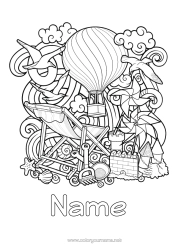 Free colouring Mandala Summer Hot air balloon Symbols Shellfish Complex colouring pages Marine or aquatic animals Birds and flying mammals Sandcastle Deck chair Aerial vehicles Seagull