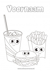 Gratis tekening Kawaii Voedsel Drankje Frisdrank Hamburger Frieten