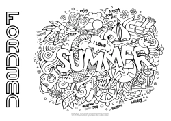 Gratis färgläggning Sommar Symboler Antistress