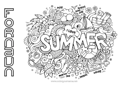 Gratis farvelægning Sommer Symboler Antistress