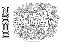 Free colouring Summer Symbols Anti-stress