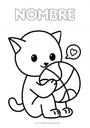 Colorear gratis Lindo Sport Cat Kawaii Globos Animales Baloncesto Perros y gatos Deportes en equipo