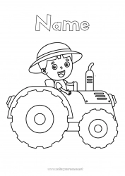 Coloring to customize Vehicles Tractor Farm vehicles Farm Easy coloring pages Job Farmer Farm Professions