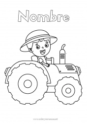 Colorear para personalizar Vehículos Tractor Vehículos agrícolas Granja Dibujos fáciles para colorear Trabajo Agricultor Oficios de la Granja