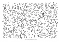 Free coloring Holidays Summer Symbols Swimsuit Sunglasses