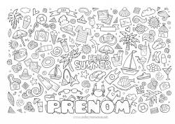 Coloriage gratuit Vacances Été Symboles Maillot de bain Lunettes de soleil