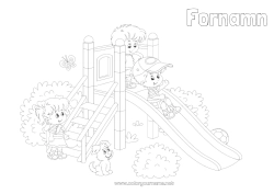 Gratis färgläggning Flicka Pojke Sommar Barn Spel och leksaker
