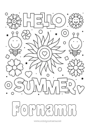Gratis färgläggning Blommor Sommar Sol Bi Insekter