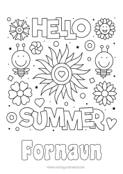 Gratis fargelegging Blomster Sommer Sol Bie Insekter