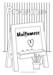 Pagină de colorat personalizată Art - artă Învățătoare/Învățător Bunica Școală Colorează intermediare Mulțumesc Meserii în educație Tablă de clasă