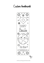 Coloring to customize Heart Mum Grandma Girl Children's activities Sister Friend Bookmark Teacher Nanny Earth Best Education Professions
