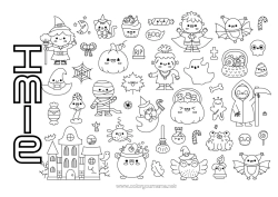 Rysunek za darmo Cukierki Duch Dynia Czarodziejski kocioł Halloween