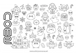 Disegno gratuito Caramelle Fantasma Zucca Calderone magico Halloween