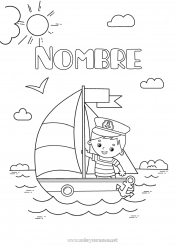 Colorear gratis Verano Mar Vehículos Barco Velero Marino Vehículos marítimos Pescador Oficios del mar