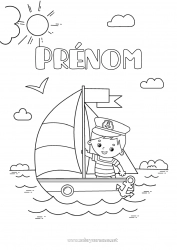 Coloriage gratuit Été Mer Bateau Voilier Marin Véhicules maritimes Marin pêcheur Métiers de la mer