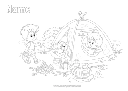 Colouring to customise Boy Holidays Summer Child Camping Tent