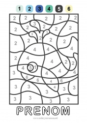 Coloriage gratuit Chiffre Été Baleine Mer Coloriages magiques Animal Animaux marins ou aquatique