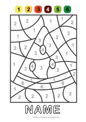 Free coloring Number Summer Coloring by numbers Fruits Watermelon