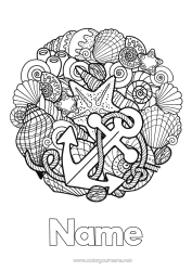Colouring to customise Calm And Zen Mandala Summer Sea Shellfish Complex Colouring Pages Anti-Stress Marine Or Aquatic Animals Marine Anchor