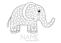Free colouring Elephant Children's activities Animal Spot markers Easy colouring pages Wild animals of Africa