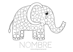 Colorear para personalizar Elefante Vehículos Actividades para niños Marcadores de puntos Dibujos fáciles para colorear Animales salvajes de África