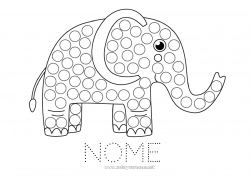 Desenho grátis Elefante Veículos Atividades para Crianças Animal Marcadores de Pontos Desenhos para colorir fáceis Animais selvagens da África