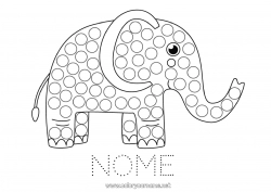 Disegno gratuito Elefante Veicoli Attività per Bambini Animale Marker a punti Disegni da colorare facili Animali selvatici dell'Africa