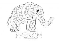 Coloriage gratuit élephant Véhicules Activités enfants Animal Marqueurs à points Coloriages faciles Animaux sauvages d'Afrique
