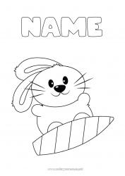 Free coloring Sport Bunny Animal Easy coloring pages Surf Forest animals Nautical sports