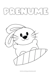 Pagină de colorat gratuită Sport Iepure Animal Desene de colorat ușoare Surf Animale din pădure Sporturi nautice