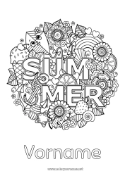 Kostenlose Malvorlage Blumen Mandala Urlaub Sommer Symbole Komplexe Ausmalbilder Anti-Stress Meeresanker Drachen