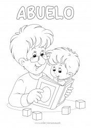 Niño página para colorear Papá Abuelo Feliz día de fiesta Chico Te amo Niño