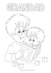 Free colouring Dad Grandad Happy birthday Boy I love you. Child
