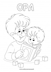 Kinder-Malvorlage Papa Opa Frohes Fest Junge Ich liebe dich Kind