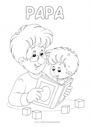 Coloriage enfant Papa Papi Bonne fête Garçon Je t'aime Enfant