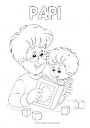 Coloriage enfant Papa Papi Bonne fête Garçon Je t'aime Enfant