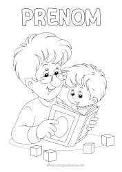 Coloriage gratuit Papa Papi Bonne fête Garçon Je t'aime Enfant