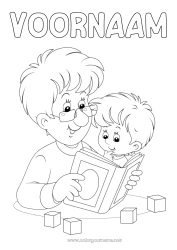 Kleurplaat voor kinderen Papa Opa Fijne verjaardag Jongen Ik hou van jou Kind