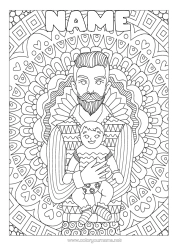 Free colouring Mandala Dad Happy birthday I love you. Complex colouring pages Baby