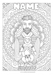 Free drawing Mandala Dad Happy feast day ! I love you Complex coloring pages Baby