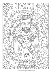 Disegno gratuito Mandala Papà Buona festa Ti amo Colorazioni complesse Bambino