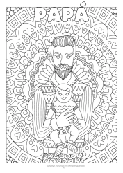 Colorear gratis Mandala Papá Feliz día de fiesta Te amo Dibujos complejos para colorear Bebé