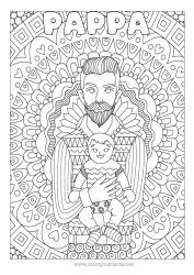 Färgläggningssida för barn Mandala Pappa Grattis på födelsedagen Jag älskar dig. Komplexa målarbilder Bebis